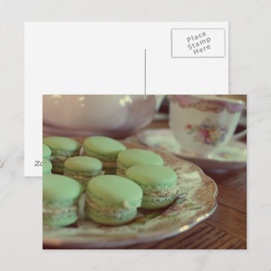 Macarons voor het Briefkaart van de Aftermiddagthe (Voorkant / Achterkant)