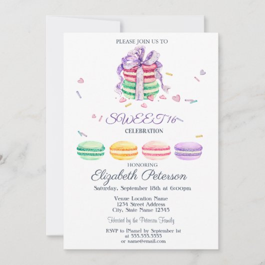 Macarons Zigzag Frans Sweet 16 Kaart (Voorkant)