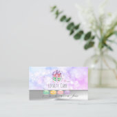 Macarons, zilver, Bokeh Loyalty-Kaart Klantenkaartje (Staand voorkant)