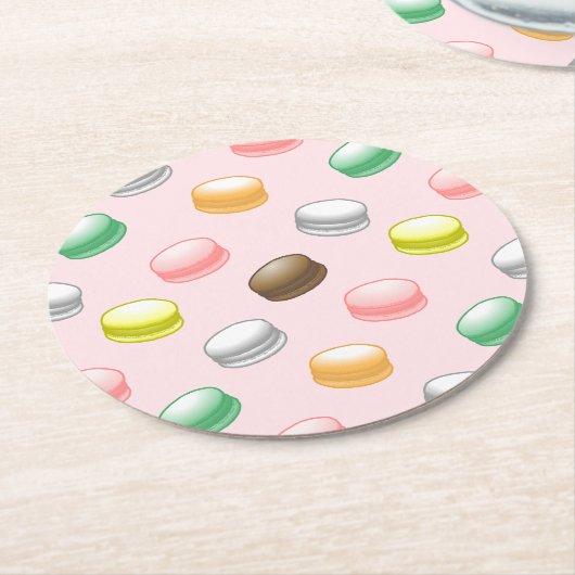 Macarons zoet 16 ronde kartonnen onderzetter (Gebogen)