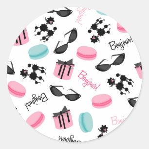 Macarons Zonnebril & Poodle Envelop Seal Sticker