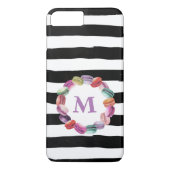 Macarons, zwart monogram, witte strepen Case-Mate iPhone case (Achterkant)