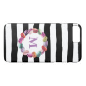 Macarons, zwart monogram, witte strepen Case-Mate iPhone case (Achterkant (Horizontaal))