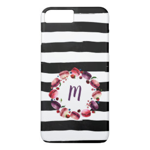 Macarons, zwart monogram, witte strepen Case-Mate iPhone case