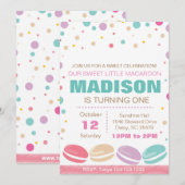 Macaroon Birthday Uitnodiging (Voorkant / Achterkant)