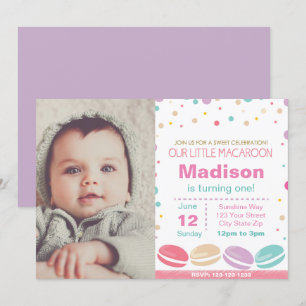 Macaroon Birthday Uitnodiging met foto
