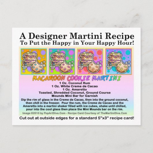 Macaroon Cookie Martini Recept Kaart Briefkaart (Voorkant)
