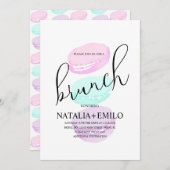 Macaroon Cookies Bundel Pastelkleurig Bruidsontbij Kaart (Voorkant / Achterkant)