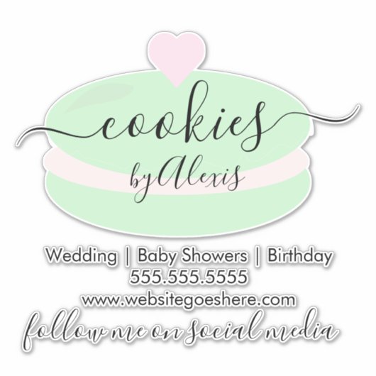 Macaroon Cookies Logo Bakery Business Sticker (Voorkant)