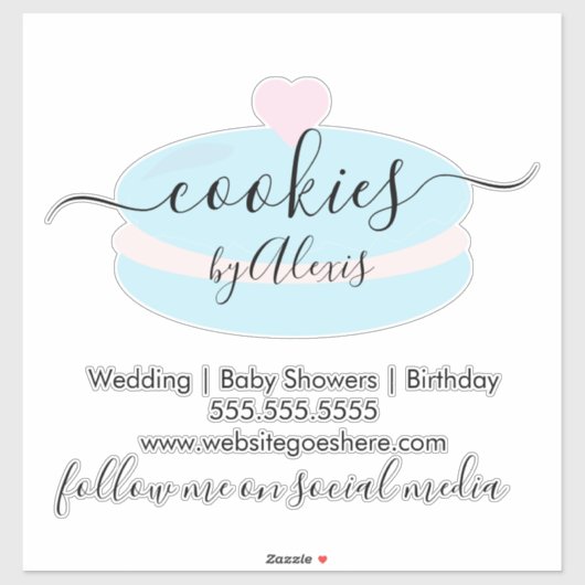 Macaroon Cookies Logo Bakery Business Sticker (Vel)