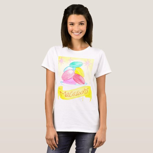 Macaroon Dag vrouwen wit T-shert T-shirt (Voorkant volledig)
