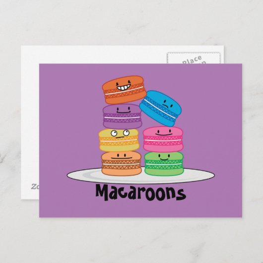 Macaroon Macaroons Cookie Franse zoete dessert Briefkaart (Voorkant / Achterkant)