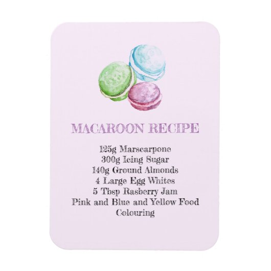 MACAROON RECIPE KITCHEN FLEXIBEL FRIDGE MAGNET MAGNEET (Verticaal)