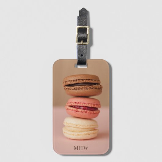 Macaroons aangepast monogram bagagelabel (Voorkant (verticaal))