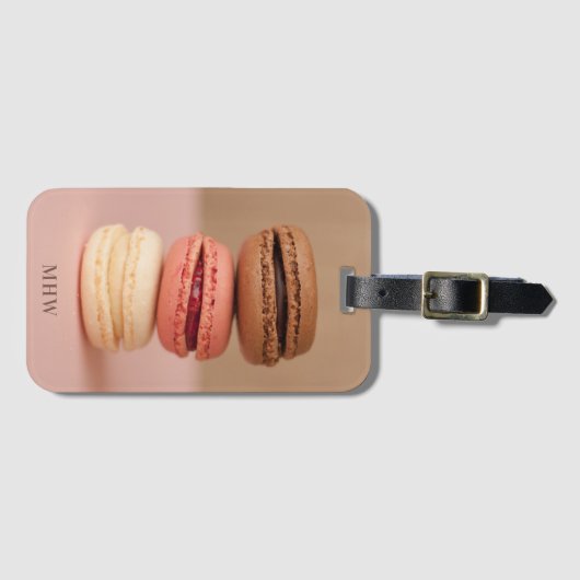 Macaroons aangepast monogram bagagelabel (Voorkant (horizontaal))