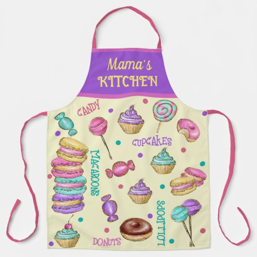 Macaroons Cupcakes Lollipops and Donuts Apron Schort (Voorkant)