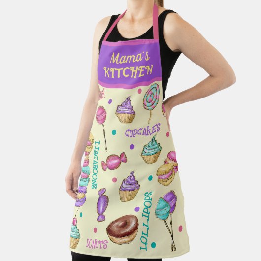 Macaroons Cupcakes Lollipops and Donuts Apron Schort (Insitu)