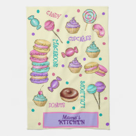 Macaroons Cupcakes Lollipops en Donuts Keuken Theedoek