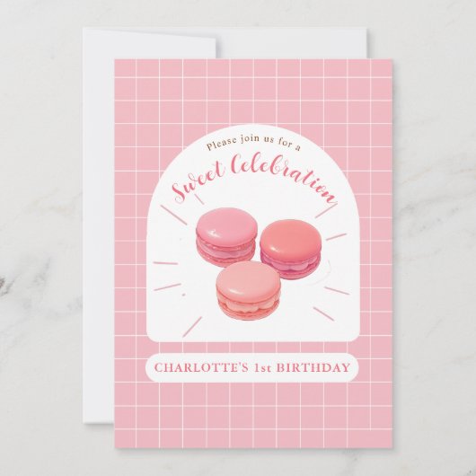 Macaroons Sweet Shop Uitnodiging voor verjaardag (Achterkant)