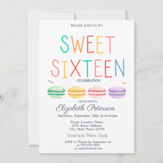 Macaroons Waterverf Gestreept Kleurrijk Zoet 16 Kaart (Voorkant)