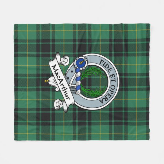 MacArthur Ancient Clan Badge Tartan Pset Fleece Deken (Voorkant (Horizontaal))