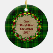 MacArthur Badge & Tartan Persoonlijke Kerstmis Keramisch Ornament (Achterkant)