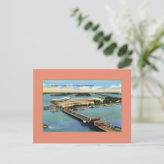  MacArthur Causeway Miami en Miami Beach Briefkaart (Staand voorkant)