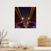 MacArthur Causeway, onderaan gezien bij schemering Poster (Keuken)