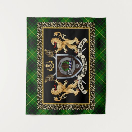MacArthur Clan Badge & Motto w/Lions Wandkleed (Voorkant)