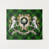 MacArthur Clan Badge & Unicorns w/Tartan Wandkleed (Voorkant (horizontaal))