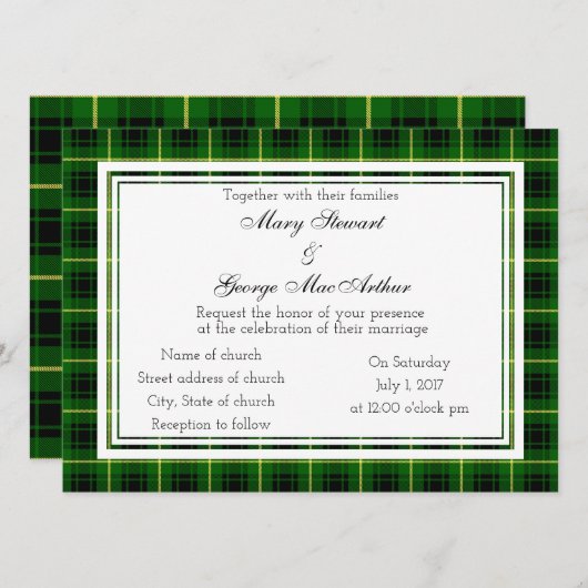 MacArthur Scottish Wedding Invitation Kaart (Voorkant / Achterkant)