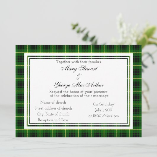 MacArthur Scottish Wedding Invitation Kaart (Staand voorkant)