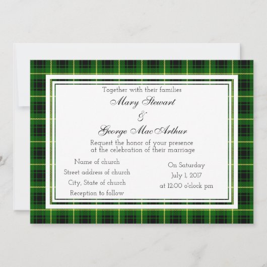 MacArthur Scottish Wedding Invitation Kaart (Voorkant)