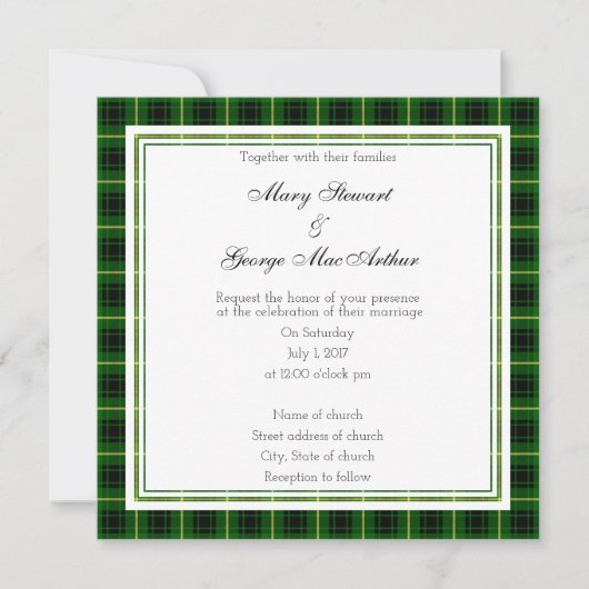 MacArthur Scottish Wedding Square Invitation Kaart (Voorkant)