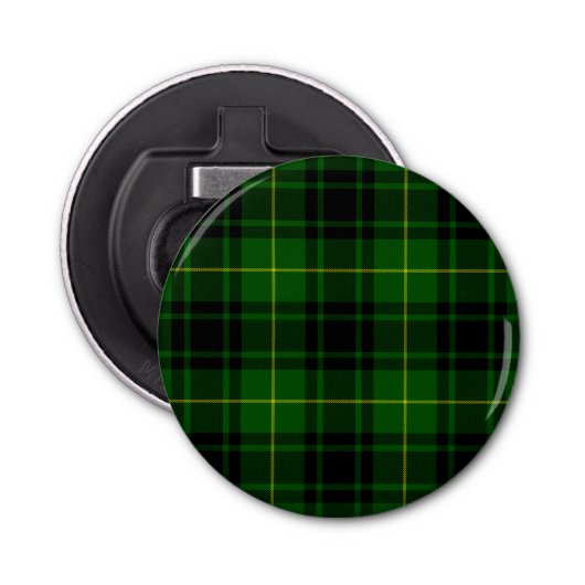 MacArthur tartan groene vleid Button Flesopener (Voorkant)