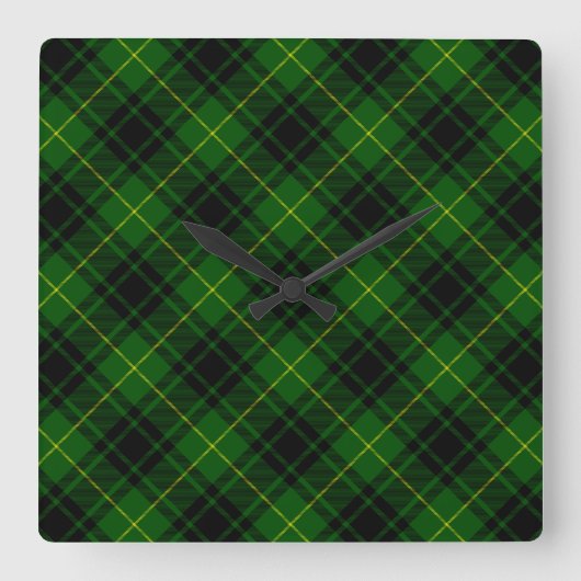 MacArthur tartan groene vleid Vierkante Klok (Voorkant)