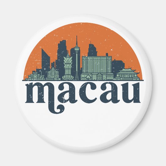 Macau China  City Skyline Cityscape Art Magneet (Voorkant)