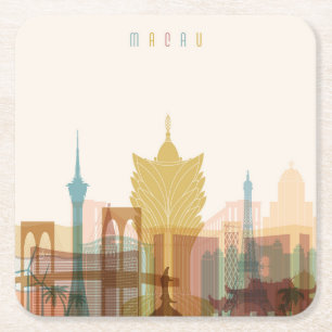 Macau, China City Skyline Kartonnen Onderzetters