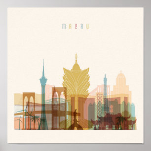 Macau, China   City Skyline Poster
