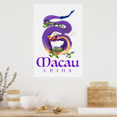 Macau China Draak reisposter. Poster (Keuken)