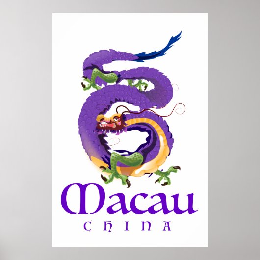 Macau China Draak reisposter. Poster (Voorkant)