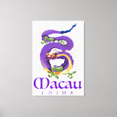 Macau China Dragon reisposter. Canvas Afdruk (Voorkant)