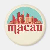 Macau China Retro City Skyline Cityscape Art Magneet (Voorkant)