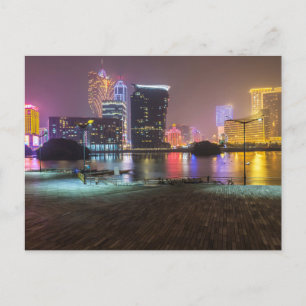 Macau China skyline panorama bij Poster met cadeau Feestdagenkaart