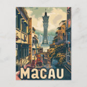 Macau China Vintage Retro Reizen Illustratie Briefkaart (Voorkant)