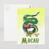 Macau China Vintage stijl reisposter Briefkaart (Voorkant / Achterkant)