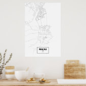 Macau, China (zwart op wit) Poster (Keuken)