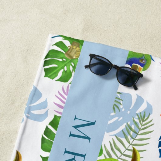 Macau en Palm Leaves Tropical Personalized Strandlaken (In situ)
