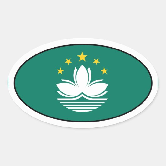 Macau Flag Oval Sticker (Voorkant)