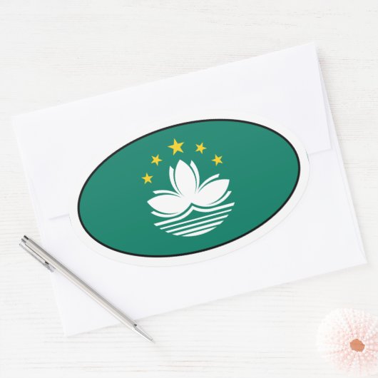 Macau Flag Oval Sticker (Envelop)